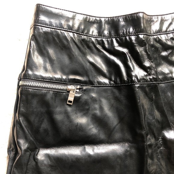 H&M Skirts Hm By Night Black Patent Faux Leather Zip Front Skirt